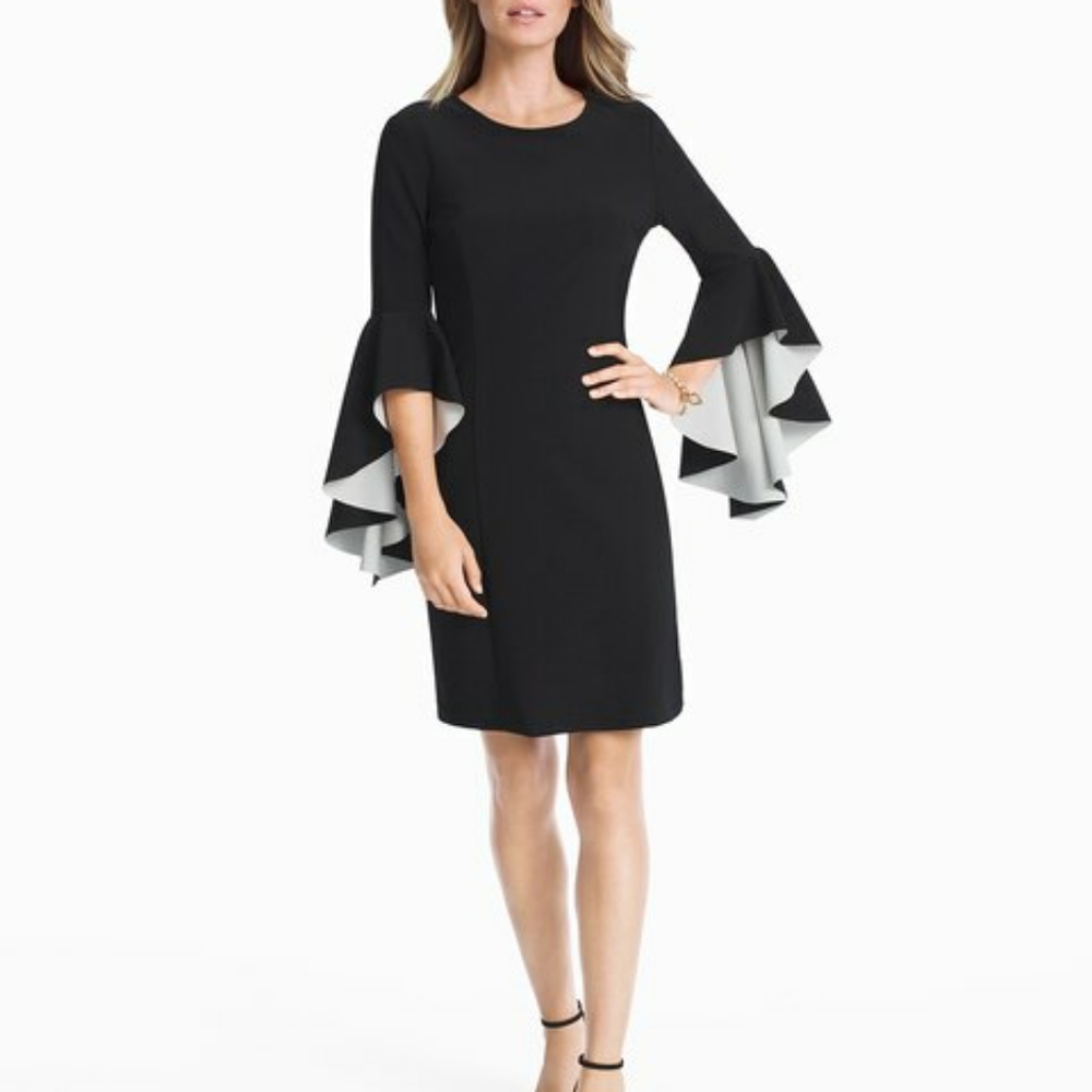 Nicole Miller black bell sleeve dress